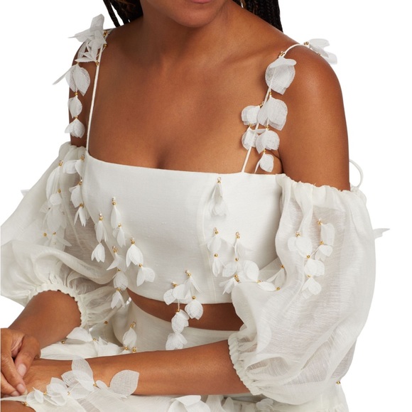 Flower Linen-Silk Crop Top - Picture 6 of 11